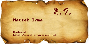 Matzek Irma névjegykártya